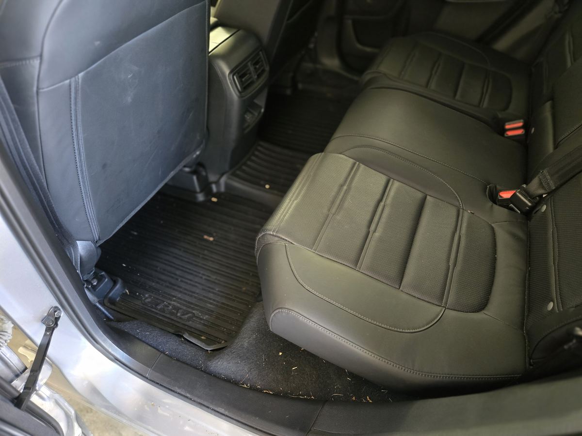 Rear seats of a Honda CR-V before an interior detail